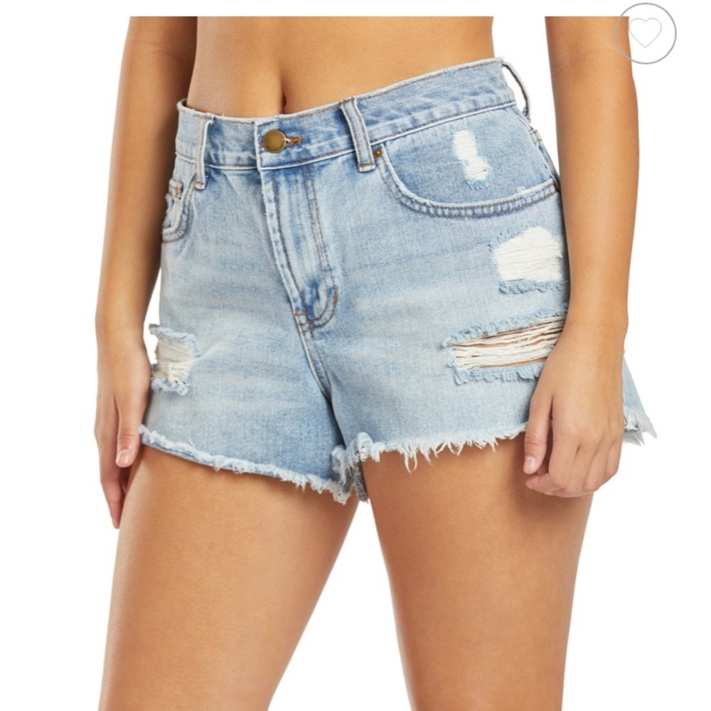 Billabong Light Wash Distressed Denim Shorts